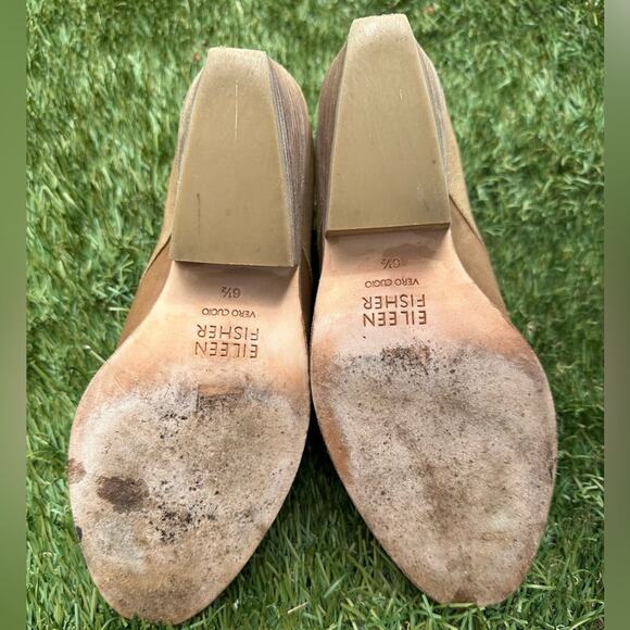 Eileen Fisher Even Nubuck Minimalist Western Boho Block Heel Ankle Booties 6.5 - Picture 10 of 11